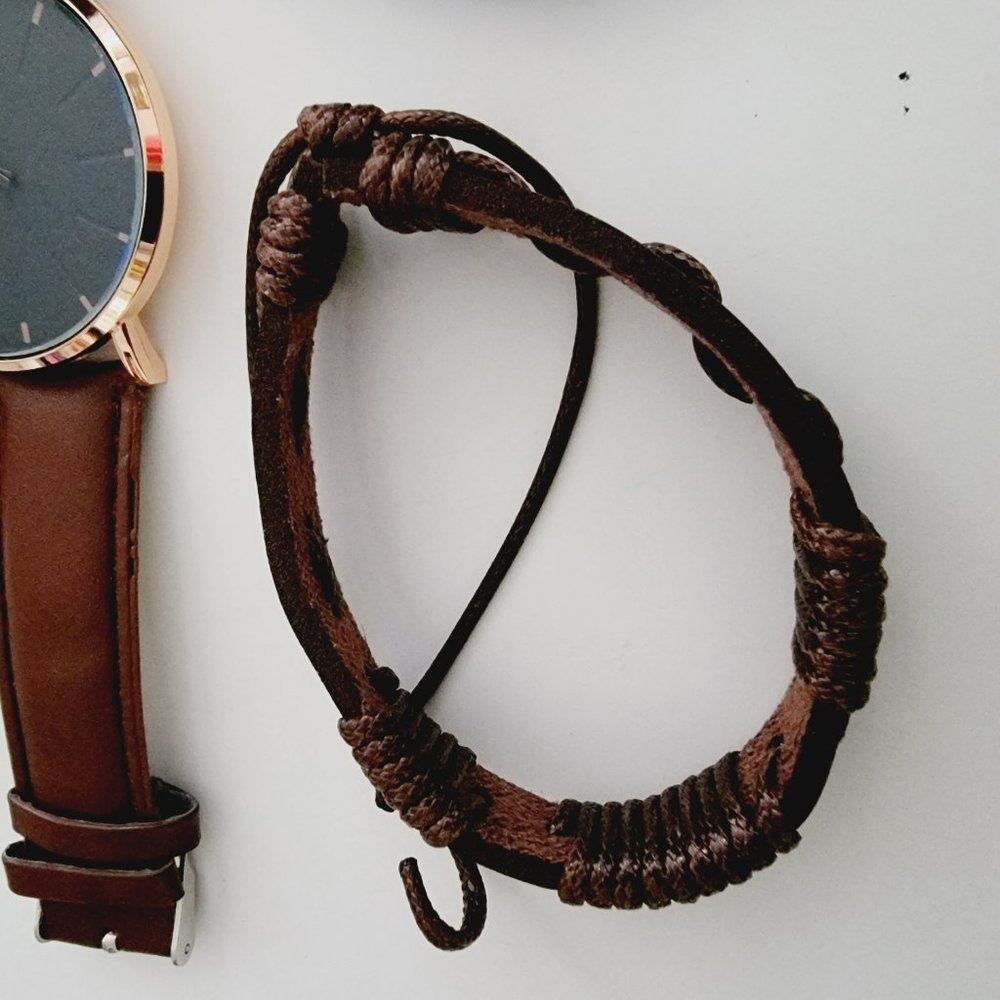 Unisex Adjustable Hemp Cord Braided Rope Wristbands Bracelets Watch Set - Picture 7 of 12